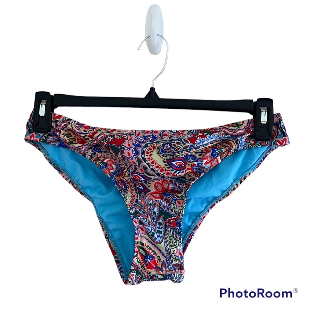 👙MOSSIMO: Women’s size M, multicolor floral bathing suit bottoms, cheeky.